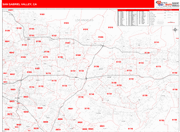 Staunton-Waynesboro Metro Area Wall Map Red Line Style